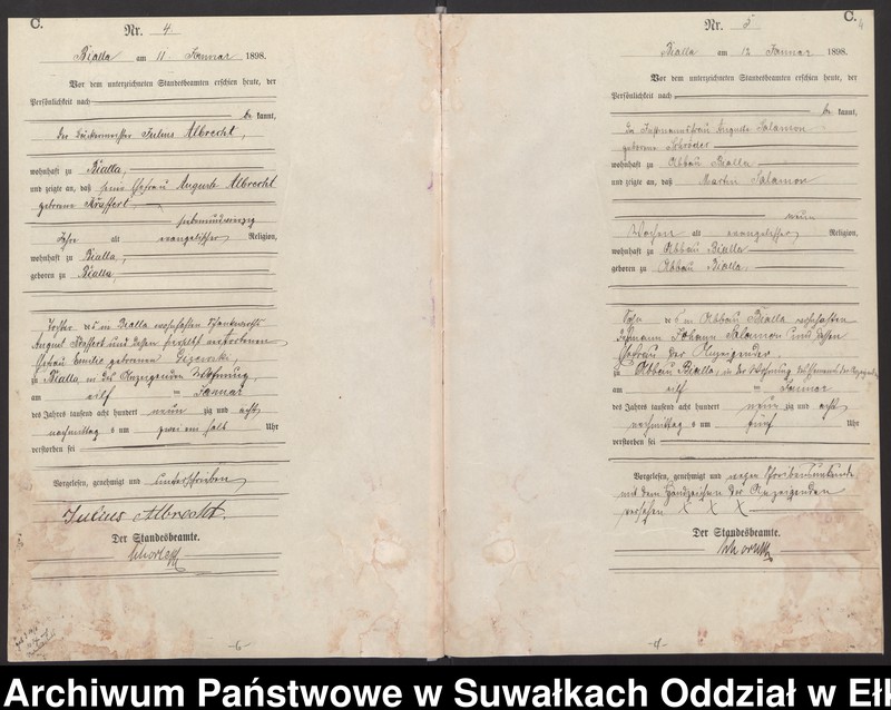 image.from.unit.number "Sterbe-Haupt-Register des Königlichen Preussischen Standes-Amtes Bialla Kreis Johannisburg"