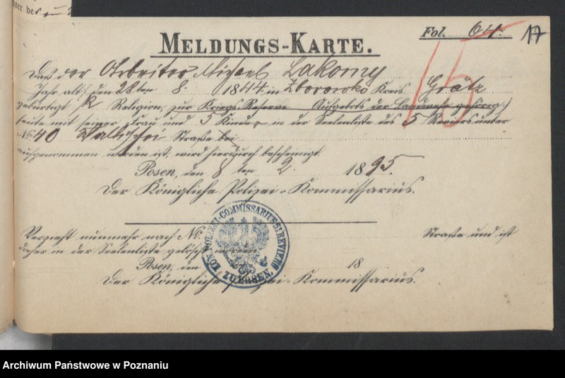 Obraz 19 z jednostki "Die von den Verlobten beigebrachten Urkunden zur Eheschliessung pro 1895"