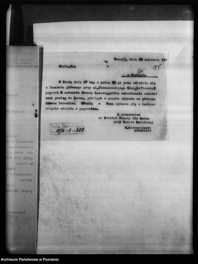image.from.unit.number "Komitet Pomocy dla Lwowa i Wilna przy Radzie Narodowej w Poznaniu - korespondencja."