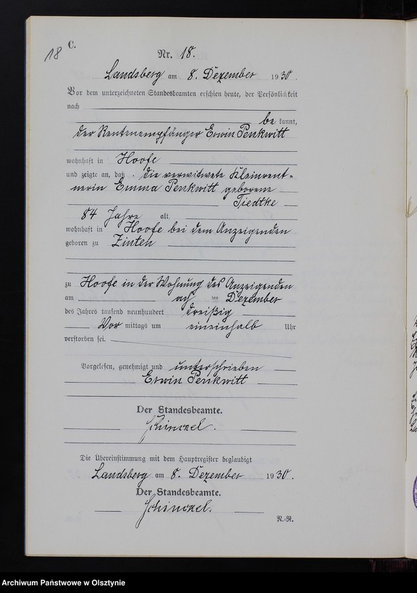 image.from.unit.number "Sterbe-Neben-Register Nr 1 - 18 [ Księga zgonów - wtóropis ]"
