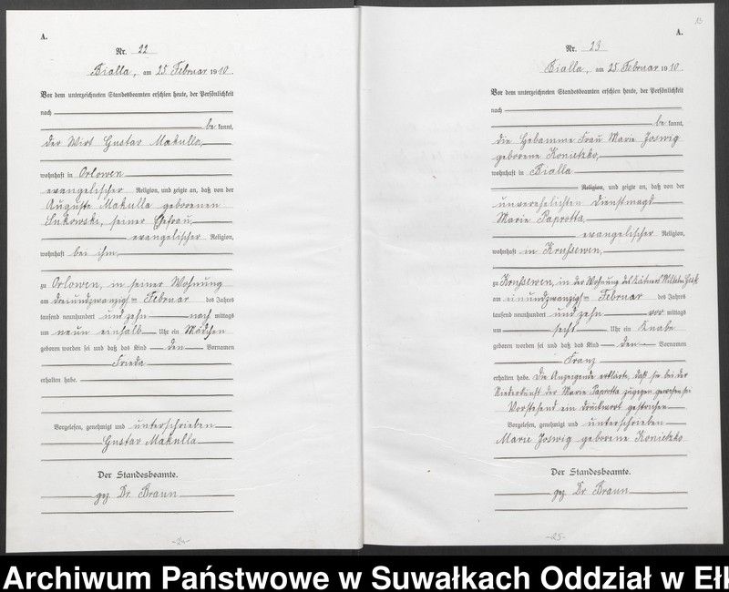 image.from.unit.number "[Geburts-Haupt-Register des Königlichen Preussischen Standes-Amtes Bialla Kreis Johannisburg]"