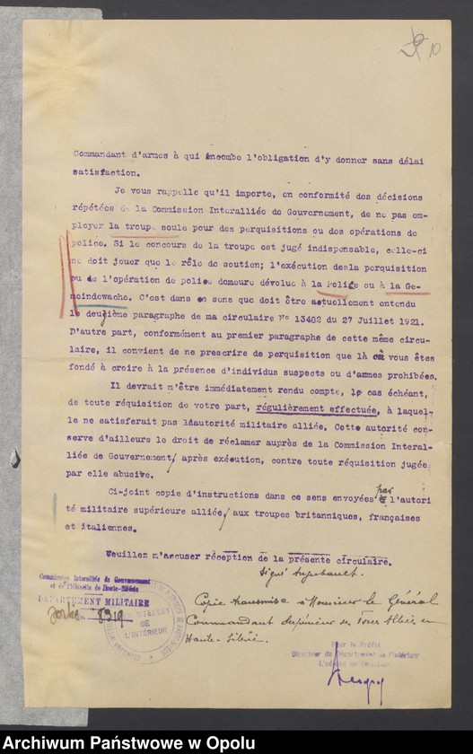 Obraz 12 z jednostki "Entress-Pieces emanant des autorites subordonnees/ /Korespondencja wpływająca pochodząca od władz wyższych i podległych - pisma, zarządzenia, instrukcje / 1.02-8.07.1922"