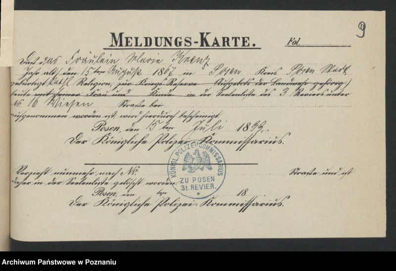 Obraz 11 z jednostki "Die von den Verlobten beigebrachten Urkunden zur Eheschliessung pro 1899"