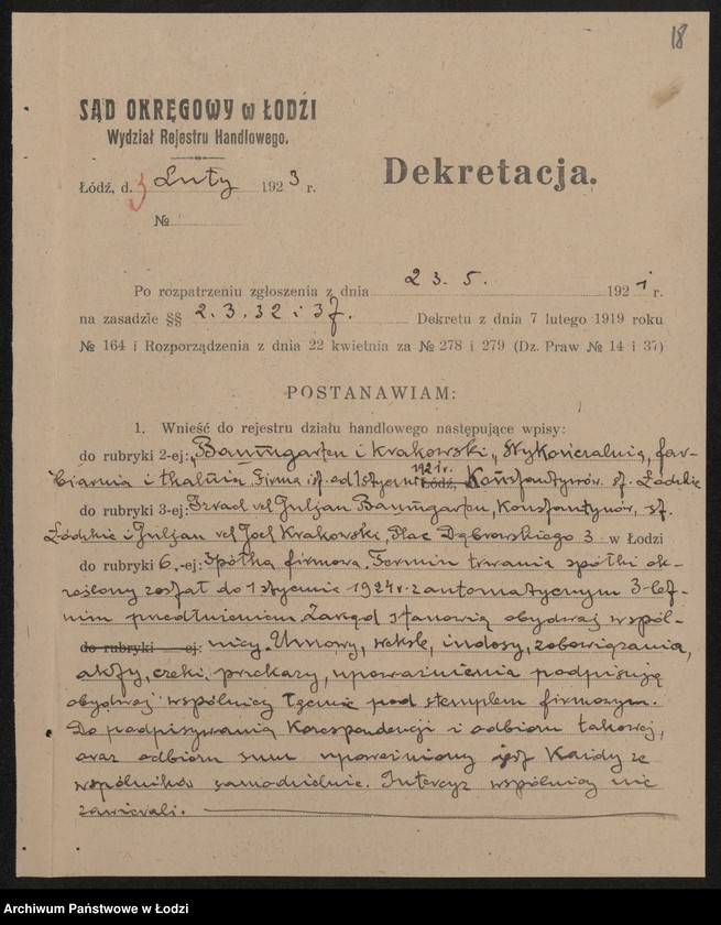 Obraz 20 z jednostki "Baumgartner i Krakowski- wykańczalnia, farbiarnia i tkalnia"