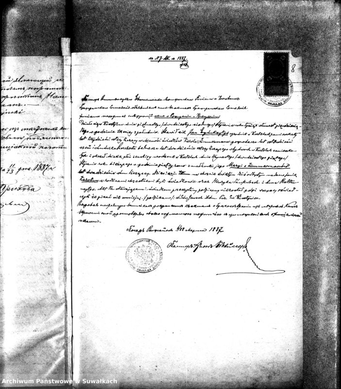image.from.unit.number "Dokumenty k aktom o brakosočetaniu po Vižajnskomu Evangelicko-Luteranskomu prichodu za 1887 god"