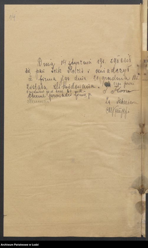 Obraz 16 z jednostki "Icek Koszer- Mojżesz vel Aron Neuman- sprzedaż gotowej garderoby"