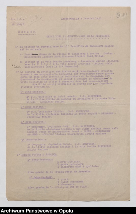 Obraz 12 z jednostki "/Korespondencja i zarządzenia dotyczące służby granicznej, wewnętrzno-administracyjnych kontroli ruchu ludności/ 31.01.- 23.05.1920"