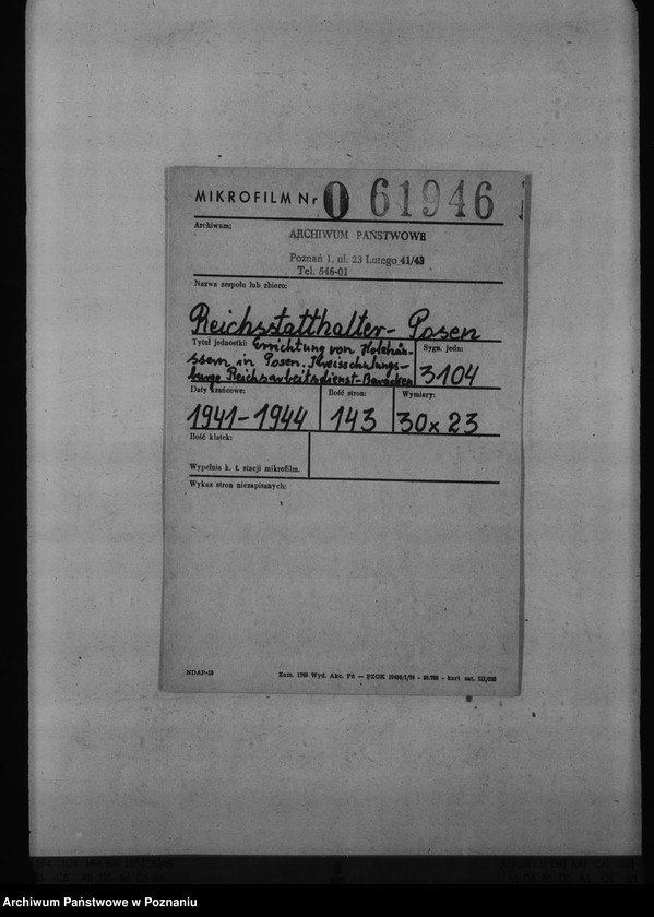 Obraz 2 z jednostki "Errichtung von Holzhäusern in Posen. Kreisschulungsburg. Reichsarbeitsdienst- Baracken, Schlaupe, Kreis Kempen"