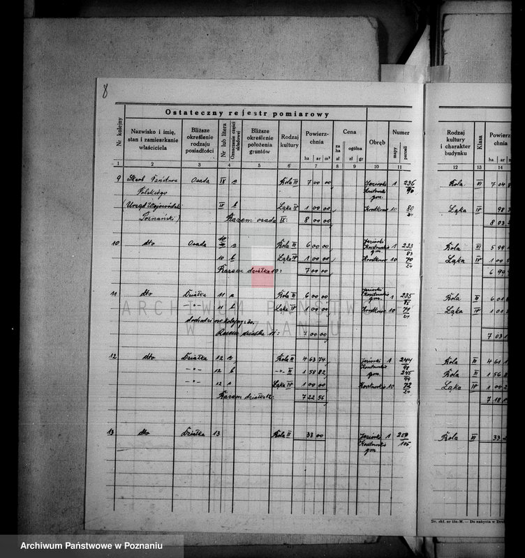 Obraz 12 z jednostki "Ostateczny rejestr pomiarowy i nowy kataster majątku Jeziorki Kosztowskie"