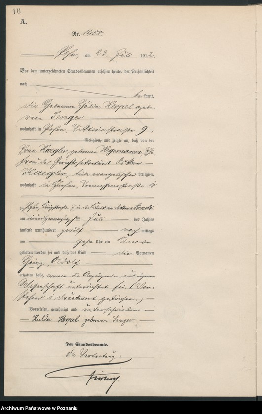 Obraz 18 z jednostki "Księga miejscowa urodzeń tom IV [Rejestr główny urodzeń]"