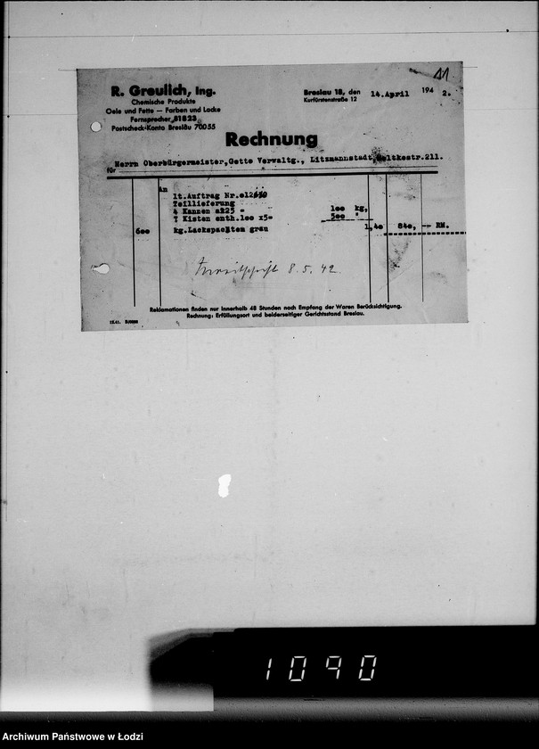 Obraz 15 z jednostki "Aufträge 15101-15108 und Rechnungen Firma R.Greulich Breslau.Chemische Produkte"
