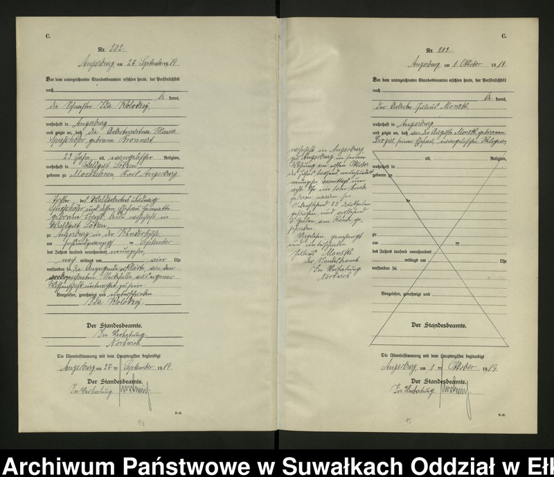 image.from.unit.number "C2. Sterbe - Register (Neben - Register) Standesamt Angerburg einschl. der Bezirke Gross Strengeln, Kehlen und Prinowen No 189 bis 272"