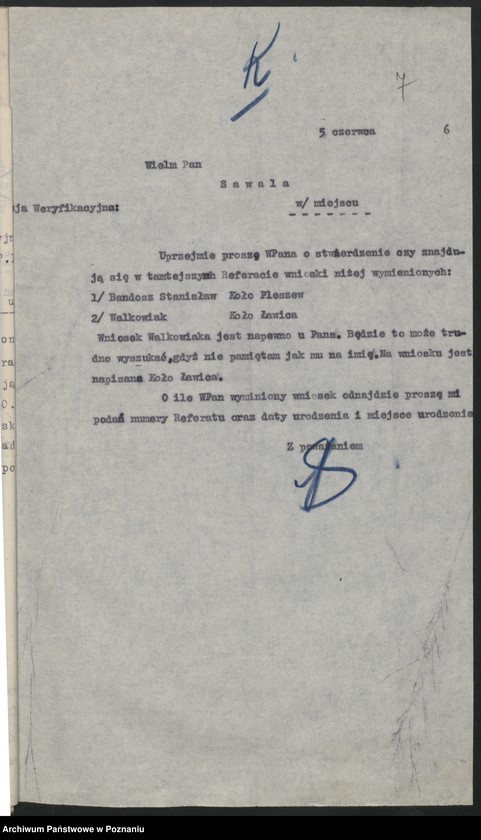 Obraz 13 z jednostki "Komisja Weryfikacyjna Związku Weteranów Powstań Narodowych Rzeczypospolitej Polski - korespondencja."