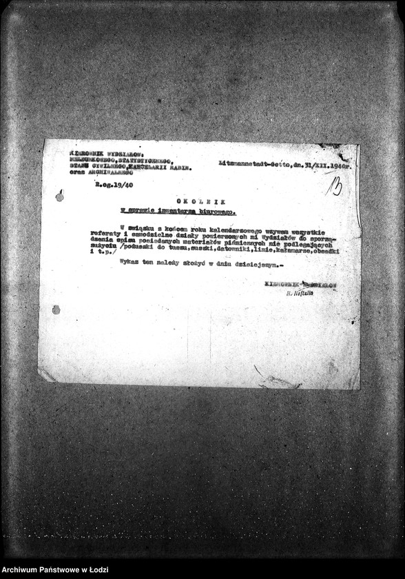 Obraz 16 z jednostki "[Okólniki przychodzące i wychodzące, listy wypłat pracowników Wydziału Statystycznego i Wydziałów Ewidencji]"