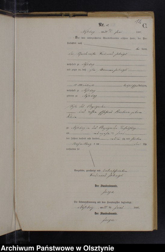 image.from.unit.number "Sterbe-Neben-Register Nr 1 - 22"