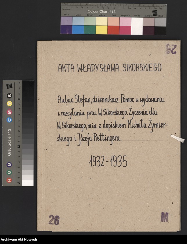 image.from.unit.number "Aubac Stefan, dziennikarz.  Pomoc w wydaniu i rozsyłaniu prac W. Sikorskiego. Życzenia dla Władysław Sikorskiego, m.in. Z dopiskiem Michała Żymierskiego i Józefa Rettingera."