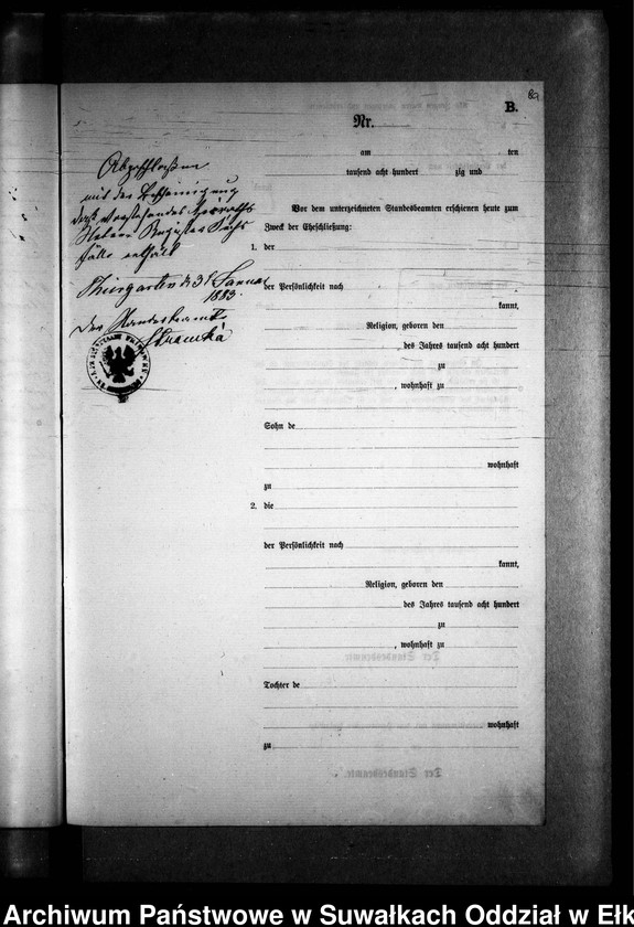 image.from.unit.number "Heiraths-Neben-Register des Preussischen Standes-Amtes Prinowen Kreis Angerburg"