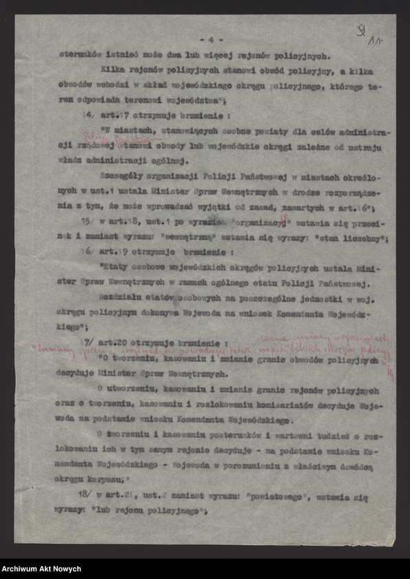 image.from.unit.number "Nowelizacji rozporządzenia Prezydenta Rzeczpospolitej o Policji Państwowej. Projekt dekretu, korespondencja."