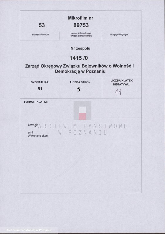 Obraz 18 z jednostki "Informacje o strukturze organizacyjnej i działalności Zarządu Okręgu Związku Bojowników o Wolność i Demokrację w Poznaniu."