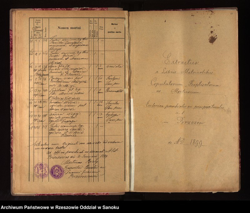 image.from.unit.number "Księga urodzeń, małżeństw i zgonów dla miejscowości Brzozów"