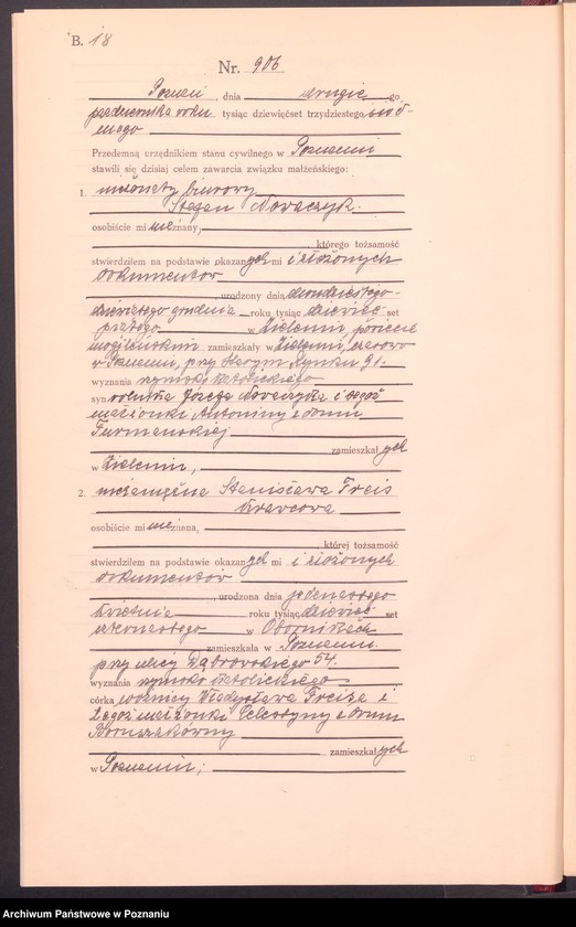 Obraz 20 z jednostki "Księga miejscowa małżeństw tom IV [Rejestr główny małżeństw]"