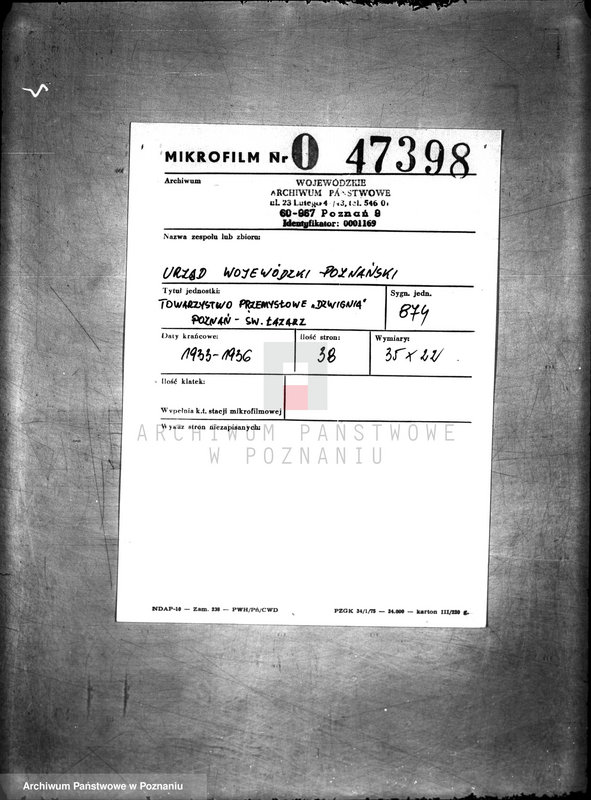 Obraz 2 z jednostki "/Towarzystwo Przemysłowców,,Dźwignia" Poznań św. Łazarz/"