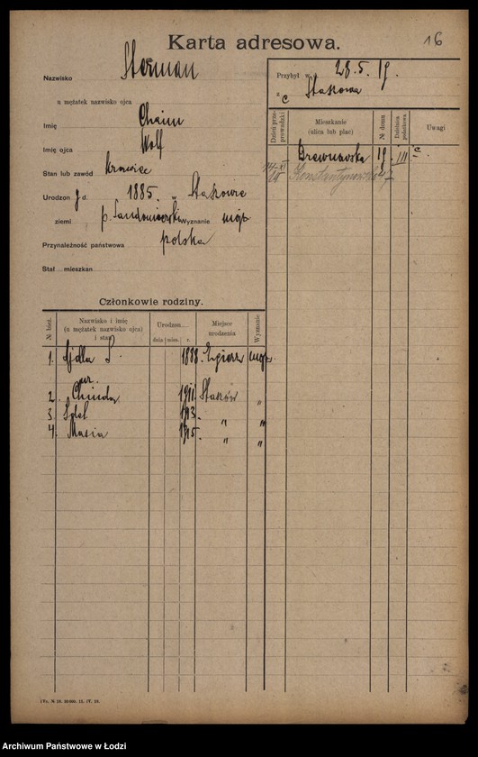 Obraz 18 z jednostki "[Spis ludności Łodzi] Szterling-Sztikert"