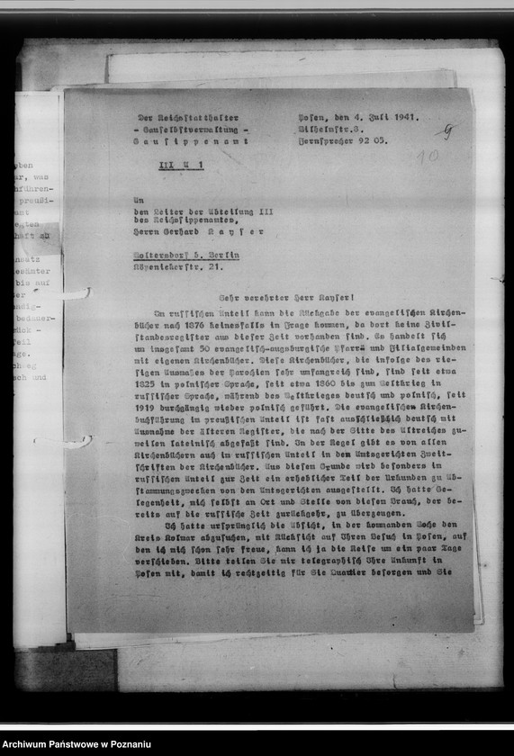 Obraz 14 z jednostki "Kirchenbücher der deutsch-evangelischen Kirche in Wartheland [korespondencja]"