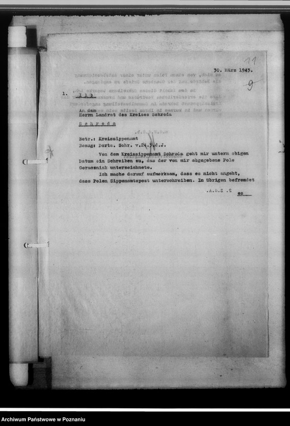 Obraz 15 z jednostki "[Korespondencja w sprawach organizacyjnych, sprawozdanie z działalności], Kreissippenamt Schroda [Środa]"