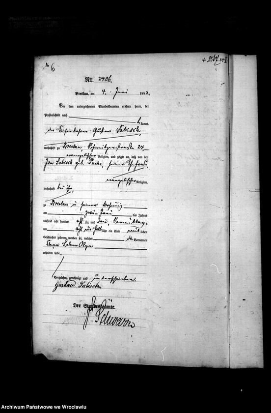 image.from.unit.number "Geburts-Haupt-Register Breslau II 1883 Band 7"