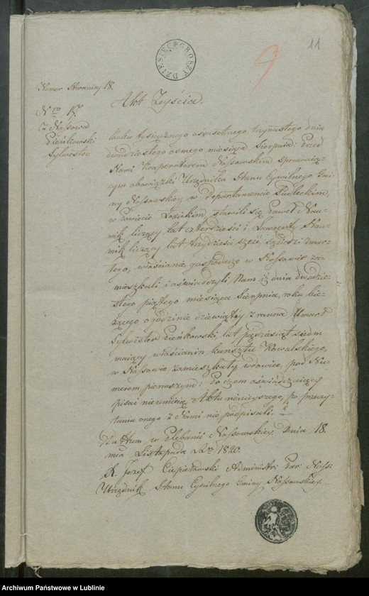 image.from.unit.number "Alegaty do ksiąg urodzeń, zapowiedzi, małżeństw i zgonów z lat 1819 - 1821"