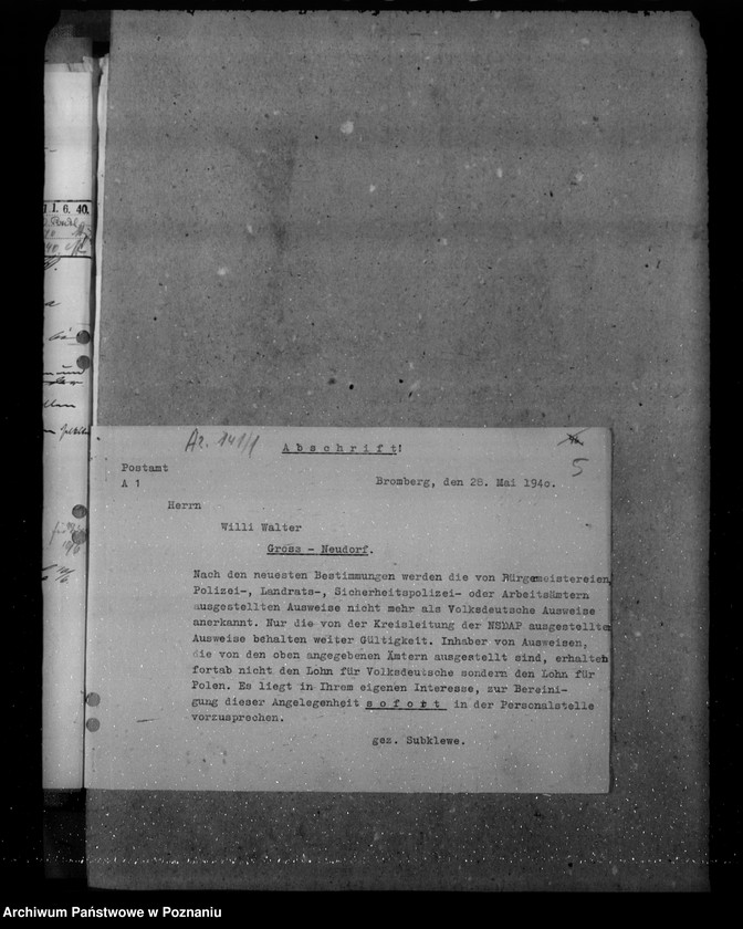 Obraz 9 z jednostki "Zarządzenia i korespondencja w sprawie zaświadczeń o pochodzeniu niemieckim"