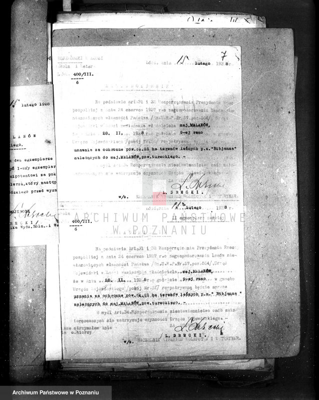 Obraz 11 z jednostki "Uznanie za ochronne powierzchni około 25 ha terenów leśnych pod nazwą,,Bibianna" należących do majątku Malanów powiat turecki"