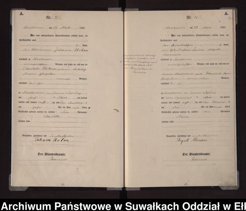 Obraz 15 z jednostki "Geburts-Haupt-Register des Königlich Preussischen Standes-Amtes Stadt Nicolaiken Kreis Sensburg"
