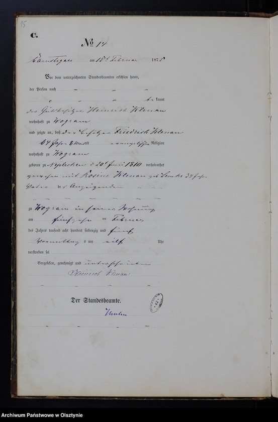 image.from.unit.number "Haupt-Sterbe-Register Nr 1 - 65"