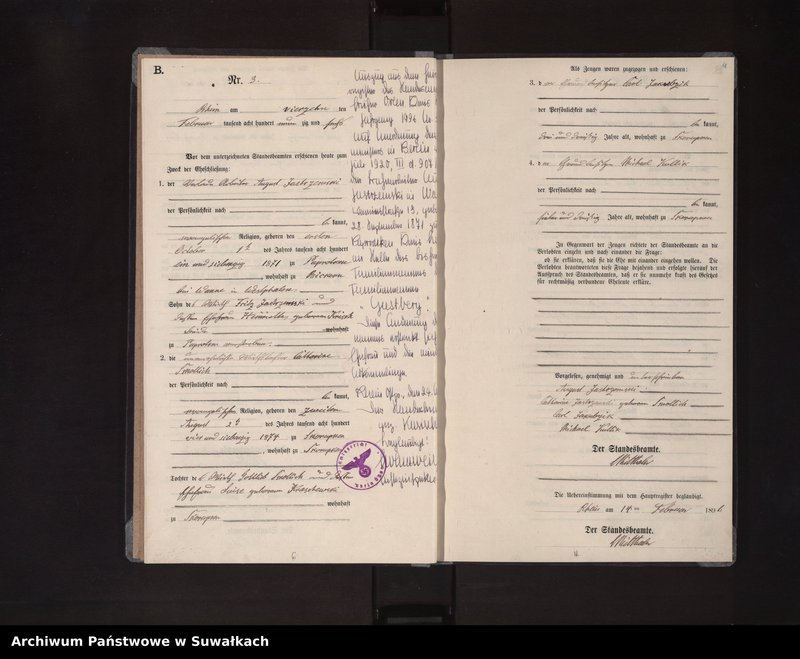 image.from.unit.number "Heiraths-Neben-Register des Königlichen Preussischen Standes-Amtes Orlen in Rhein Kreis Loetzen"