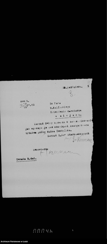 Obraz 13 z jednostki "Sprawy urzędników kancelarii i służby cmentarnej"