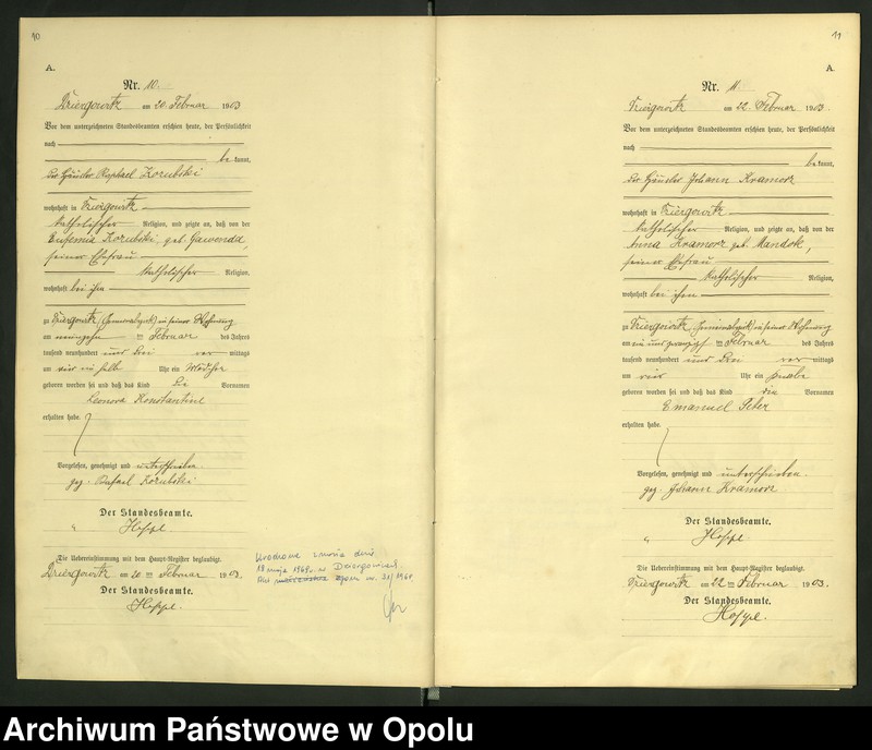 Obraz 9 z jednostki "Urząd Stanu Cywilnego Dziergowice Księga urodzeń rok 1903-05"