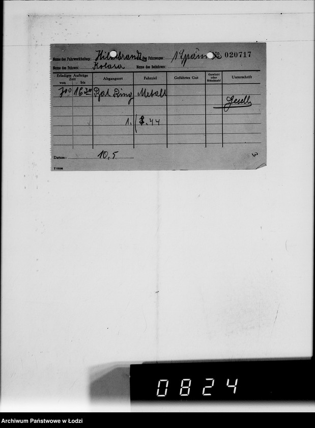 Obraz 7 z jednostki "Adolf Hildebrandt [rachunki za usługi transportowe dla Getta]"