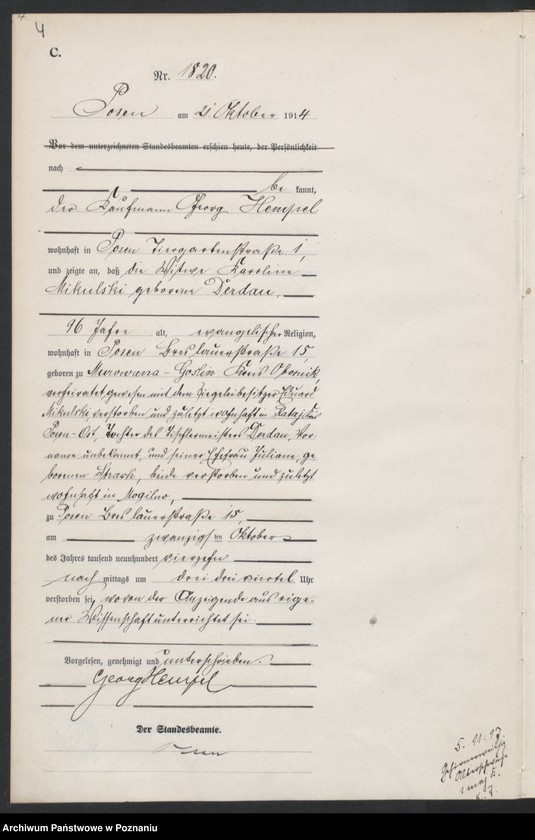 Obraz 6 z jednostki "Księga miejscowa zgonów tom V [Rejestr główny zgonów]"