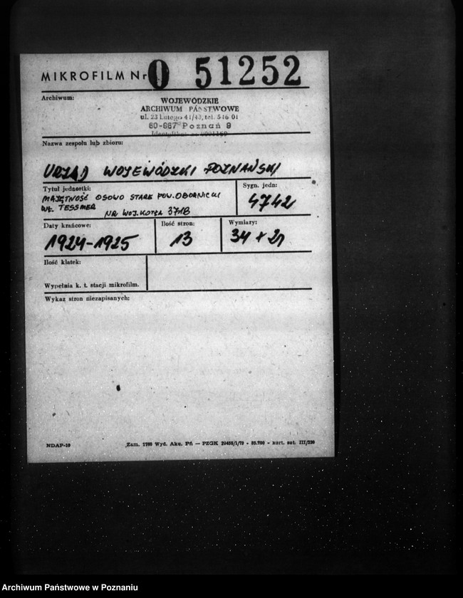 Obraz 2 z jednostki "Majętność Osowo Stare pow. obornicki, własność. Tessmer nr woj. kotła 3718"