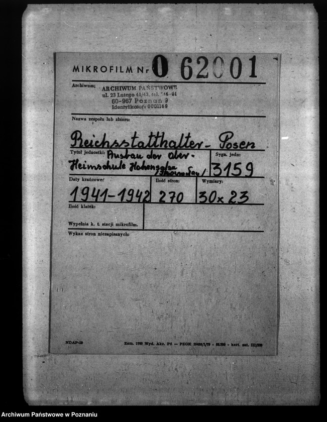 Obraz 2 z jednostki "Ausbau der Ober - Heimschule Hohensalza (Inowrocław)"