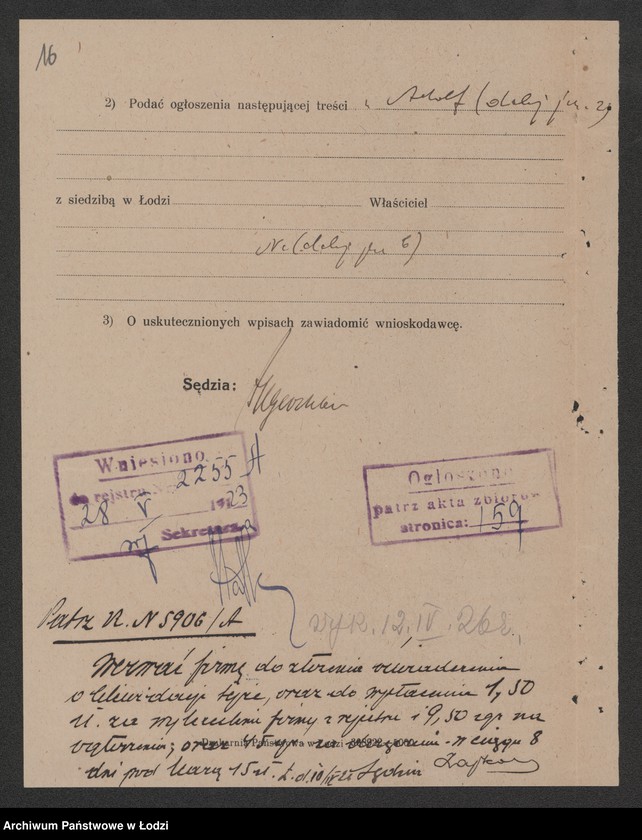 Obraz 18 z jednostki "Adolf Meister i S-ka- warsztaty elektrotechniczne i biuro instalacyjne"