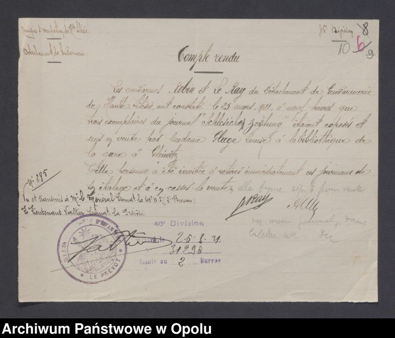 image.from.unit.number "/Korespondencja w sprawie kontroli, rewizji i dochodzeń wobec różnych osób-nielegalny pobyt, kolportaż prasy/ III 1921"