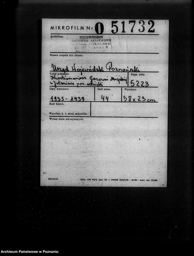 Obraz 2 z jednostki "Kwestionariusz Gazowni Miejskiej w Jutrosinie powiat rawicki"