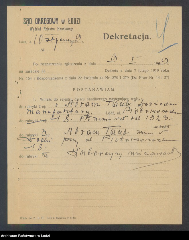 Obraz 6 z jednostki "Abram Taub – sprzedaż manufaktury"