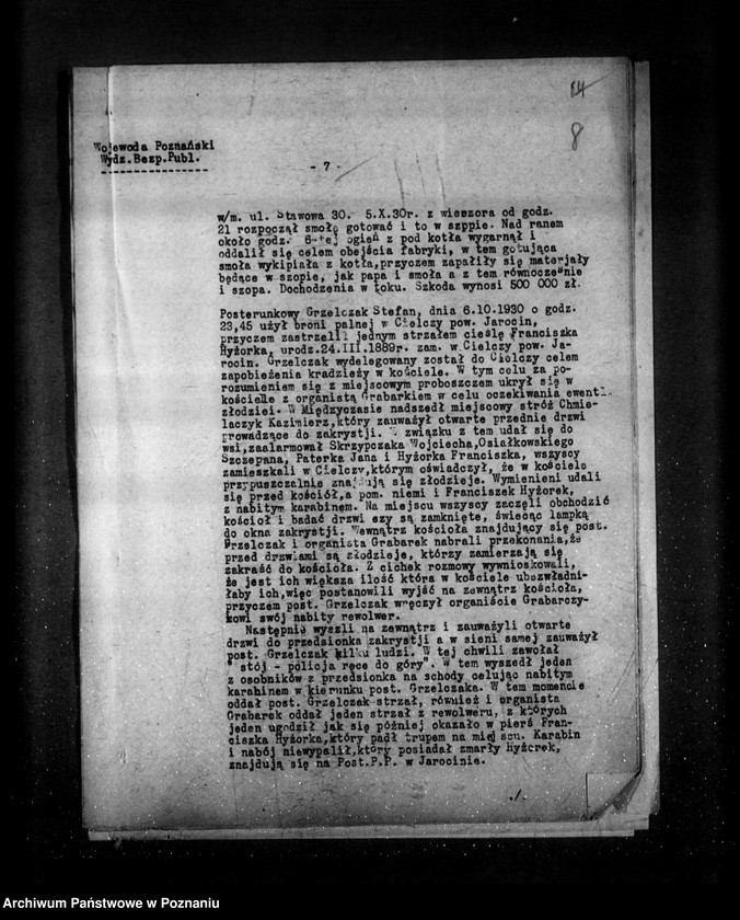 Obraz 12 z jednostki "Sprawozdania sytuacyjne tygodniowe za czas od 3 października do 31 października 1930 r. /nr 49-52/"