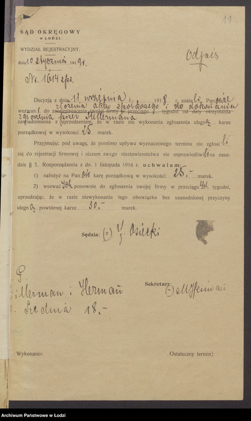 Obraz 13 z jednostki "Chaim Icko Stillerman, Zachariasz Herman- kupno i sprzedaż manufaktury"