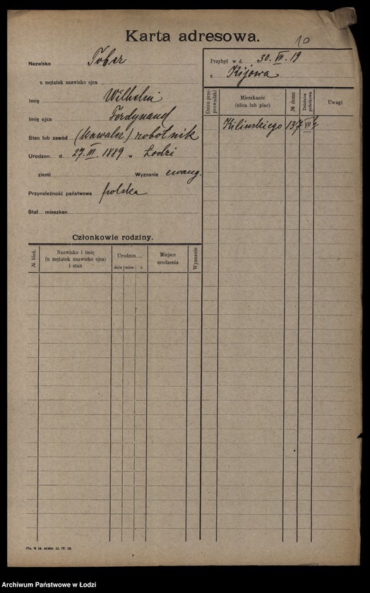 Obraz 12 z jednostki "[Spis ludności Łodzi] Tober - Tomański"