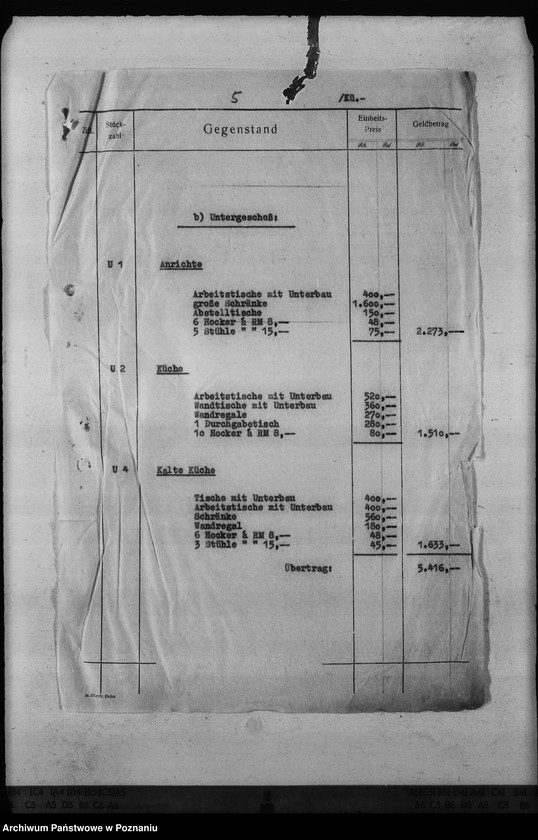 Obraz 9 z jednostki "Zamek w Poznaniu - Herstellungssumme der Innen- Ausstattung"